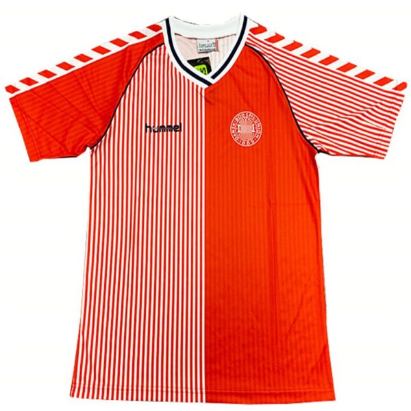 Camiseta Dinamarca Primera Equipación 1986, Rojo y Blanco