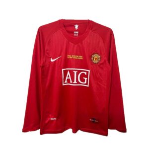 Camiseta Manchester United 1ª Equipación 2007/08 de Liga de Campeones, Manga Larga